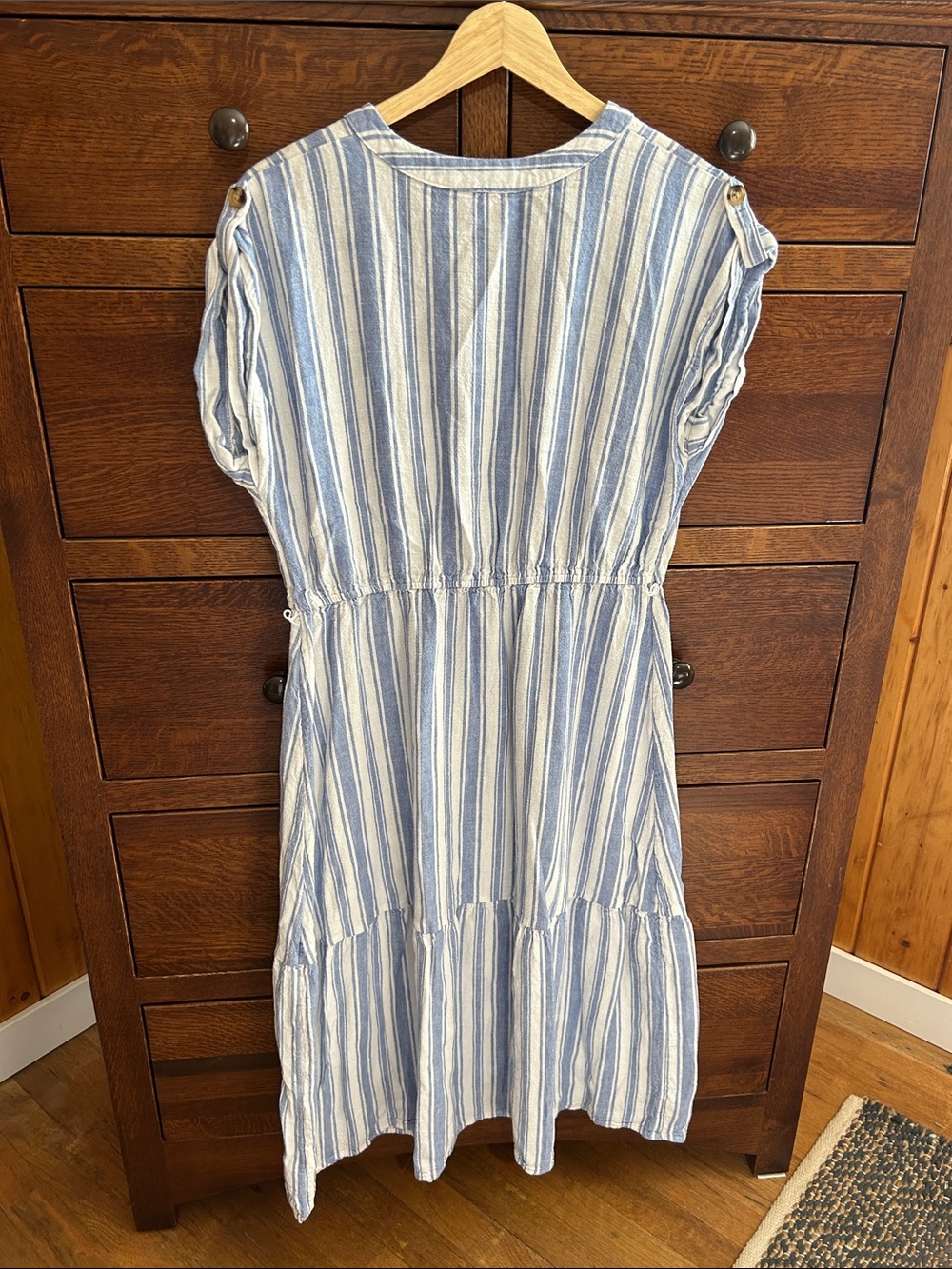 Time and Tru Blue and White Striped Midi Dress - Picture 3 of 4